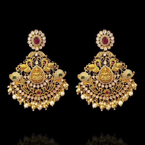 Sacred Divinity Adorned Of South Indian Temple Earrings