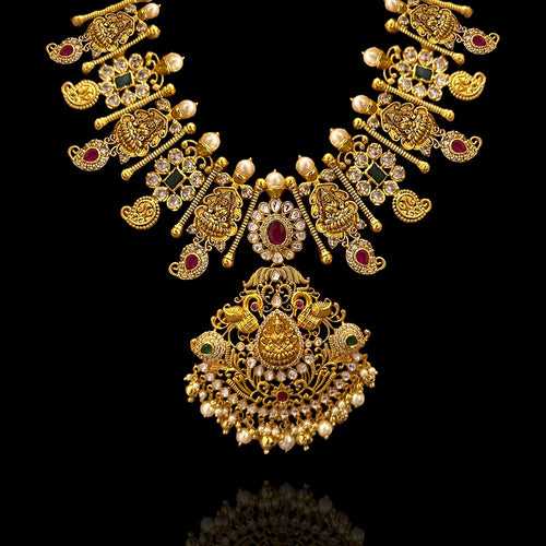 Sacred Divinity Adorned of South Indian Temple Necklace