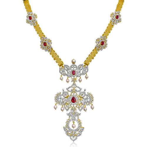 Radiant Elegance - Diamond Look Long Haram Necklace