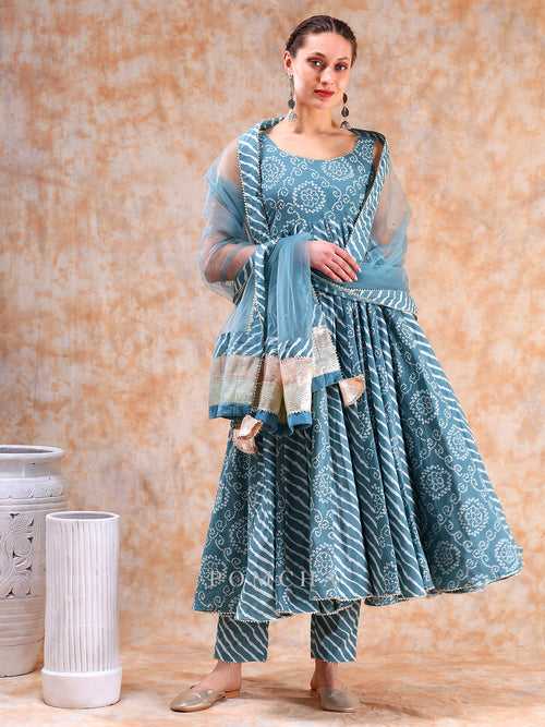 DIL KASH POWDER BLUE BHENDHAJ ANARKALI SET