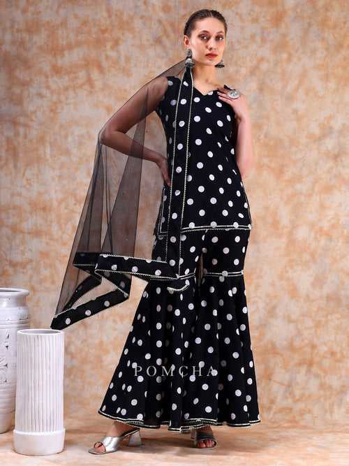 DIL KASH POLKA DOT SHARARA SET