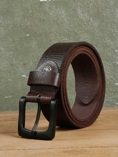Men Deep Brown Leather Casual belt