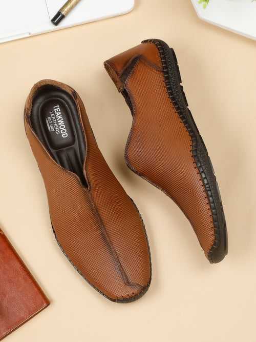 Men's Tan Texture Leather Flexi 360 Moccasins