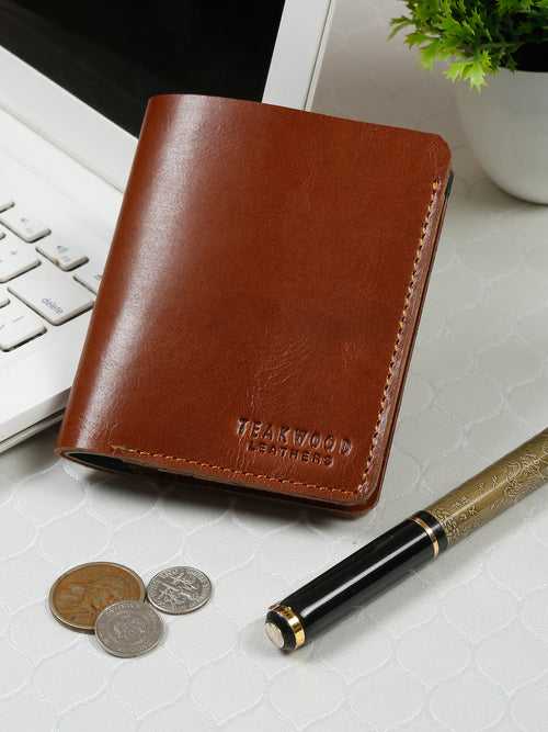 Men Tan & Green Colour Blocked Two Fold Wallet