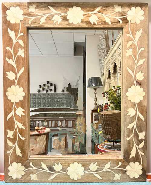 Wooden framed mirror with inlay work