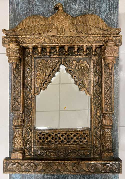 Carved Wooden Jharokha Mirror