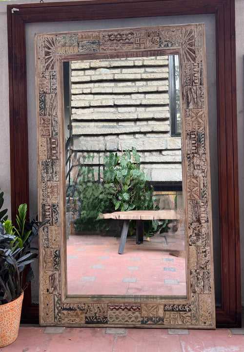 Carved Wood Blocks Mirror
