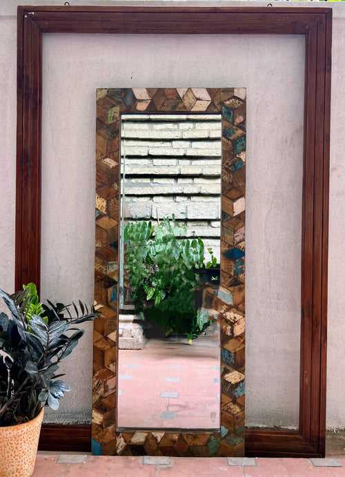 Reclaimed Wood in Distressed Colours frame with Mirror