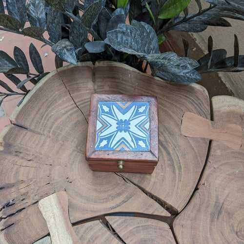 Wooden Storage Box with Tile