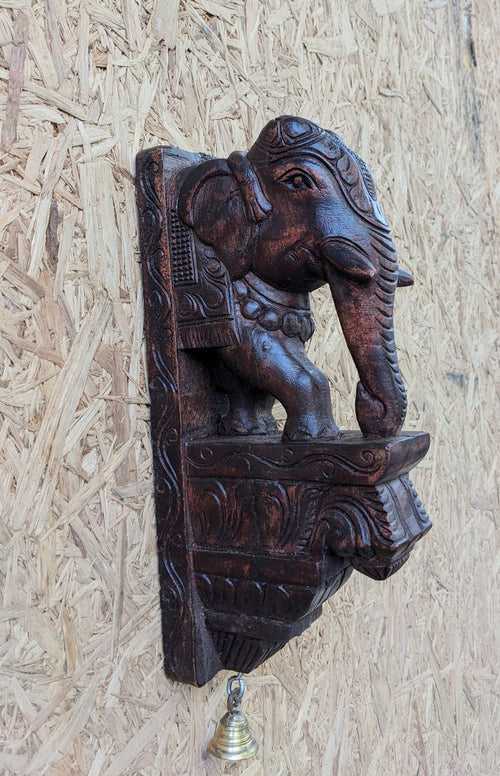 Carved Wooden Elephant Wall Bracket