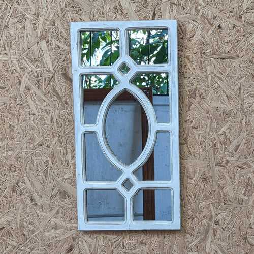 White Jali Window Mirror