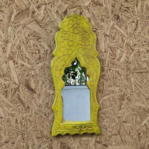 Bright Yellow Carved Jharokha Mirror