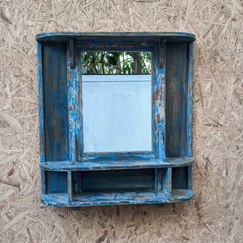Distressed Blue Vintage Dresser with Mirror