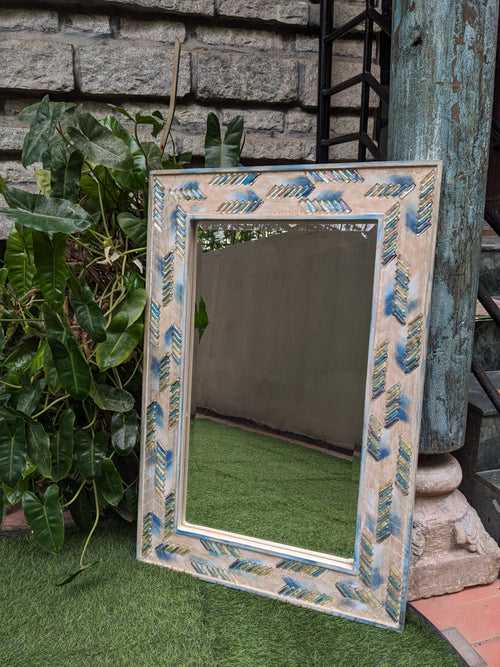 Beige Wooden Frame with Glass beads