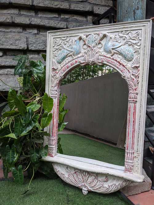 Carved Peacock Jharokha Mirror