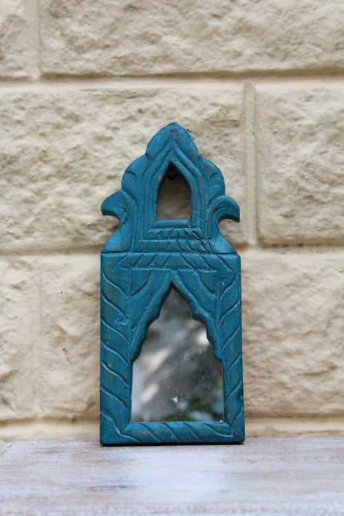 Small Turquoise Carved Mirror