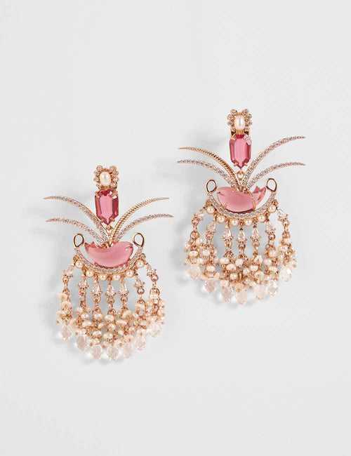 Le Palm Fish Earrings in Vintage Rose