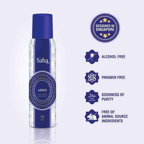 Saba  Afrin Perfumed Body spray Deodorant - Long lasting Fragrance - Alcohol Free