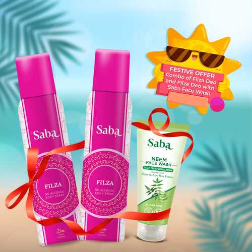 Combo of 2 Saba Filza Deodorants with Saba Neem Facewash