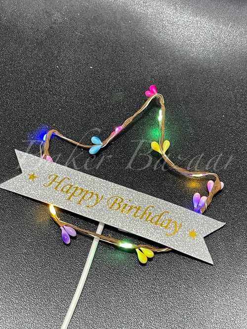 LED Star Happy Birthday Cake Topper - Cake Decorating Topper - Bronze