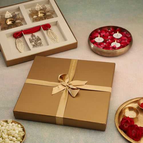 Gift Box Set - Door Hanging & Lotus Layered Tea Lights