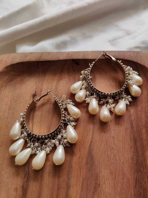 Drop Pearl Hoops