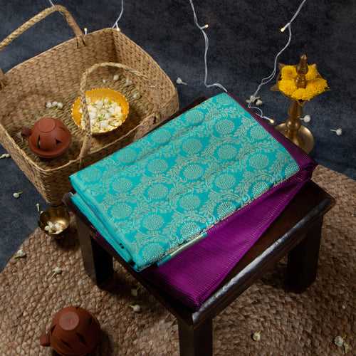 Kuberan Purple With Dark Teal Kanchivaram Saree