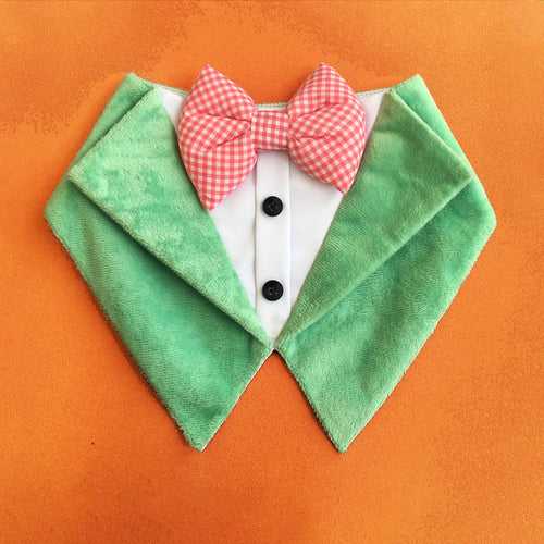 Green Velvet Tuxedo Vest Bandana