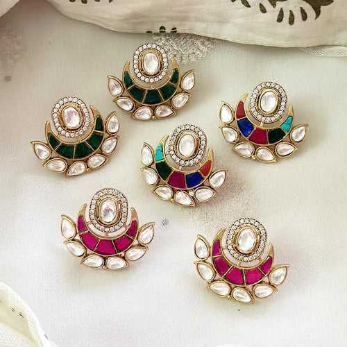 Kundan Jadau half-moon studs