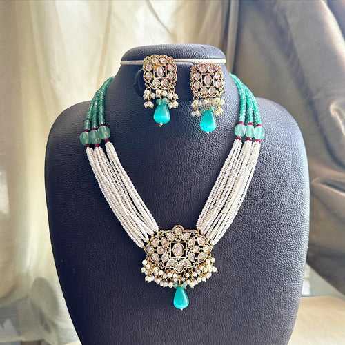 Imperial polki kundan Green short neckset