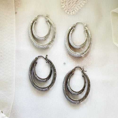 Hola Hoops silver CZ earrings