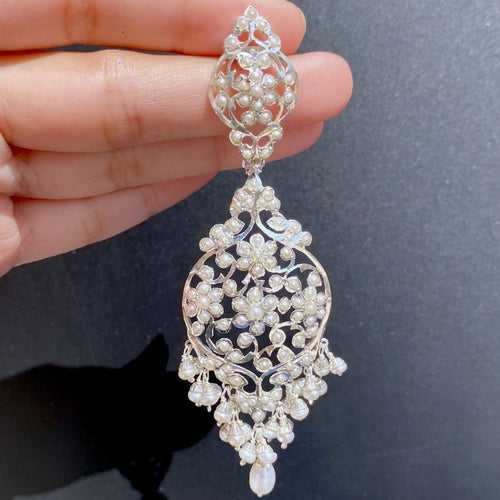 Antique Silver Earrings | Freshwater Pearls | Shop Silver Jewelry Online SER 077