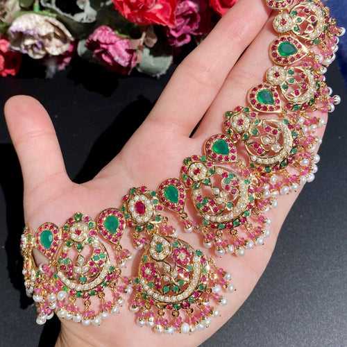Bridal Gold Plated Jewellery | Multicolour Necklace Set for Bride  NS 095