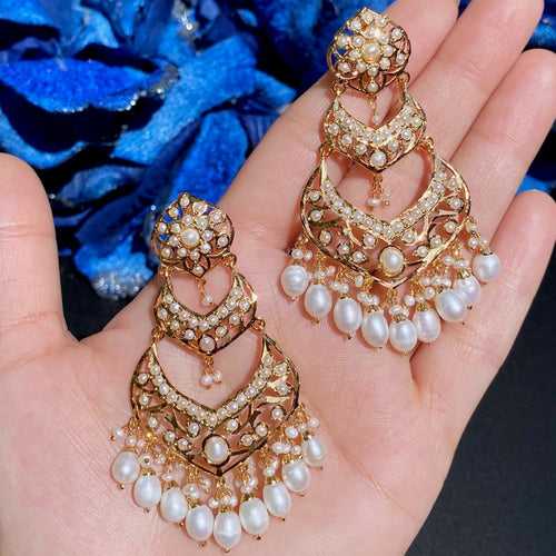 Statement Pearl Danglers | Gold Plated On Silver | For Women ER 308E