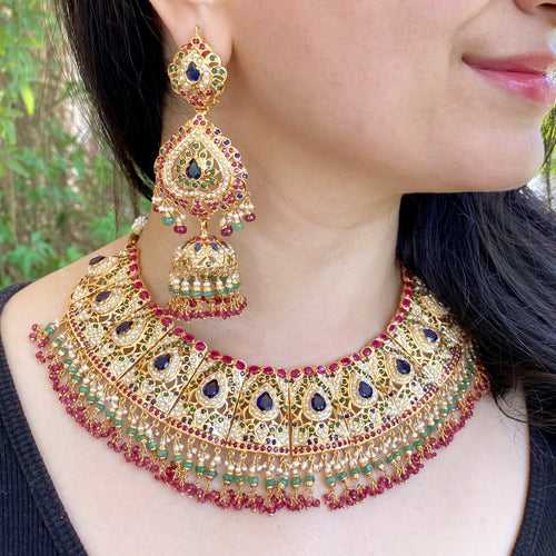 Bridal Jewellery Set | Traditional Indian Jewellery | Multicoloured Set | NS 321