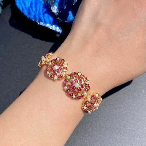 Stackable Ruby Bracelet | Gold Plated Stackable Bracelet | Modern Jewellery | BG 081