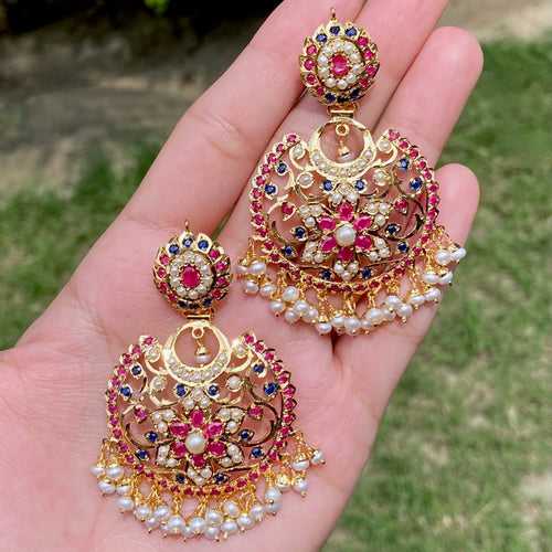 Exquisite Indian Chandbali Earrings | Gold Plated on Silver ER 601