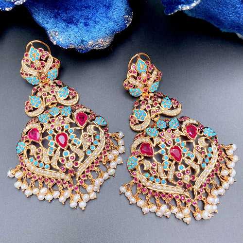 Statement Jadau Danglers | Bold & Beautiful Indian Earrings ER 608