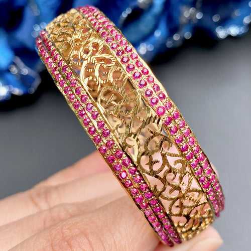 Jadau Bangle with Jali Work | Openable Bracelet for Women BG 087