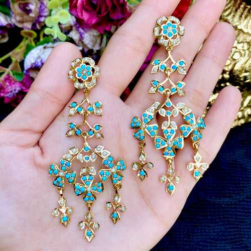 Indo Western Feroza Earrings | Light & Elegant Danglers Silver ER 355J