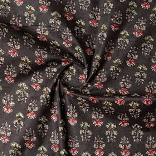 Cotton Printed Fabric (Dark Brown)