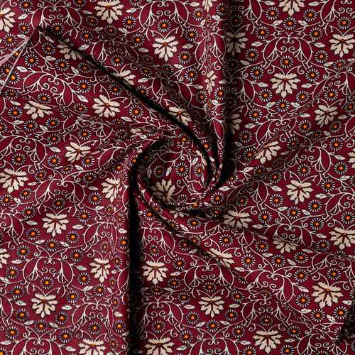 Cotton Printed Kurta Fabric (Wine Red)