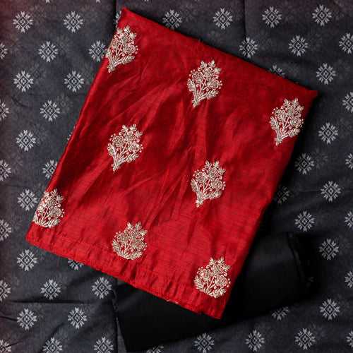 Chanderi Silk Ethnic Dress Material (Maroon)