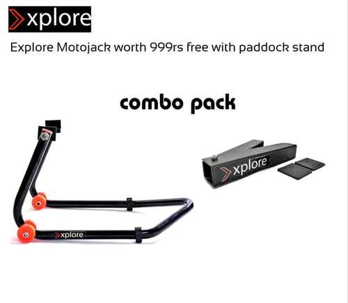 Explore universal Paddock Stand with swingarm lift holders + Explore universal motojack for portable usage (5 years warranty )