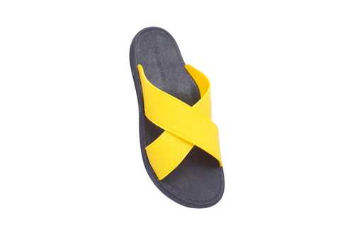 Crossy Black Sole Yellow Strap
