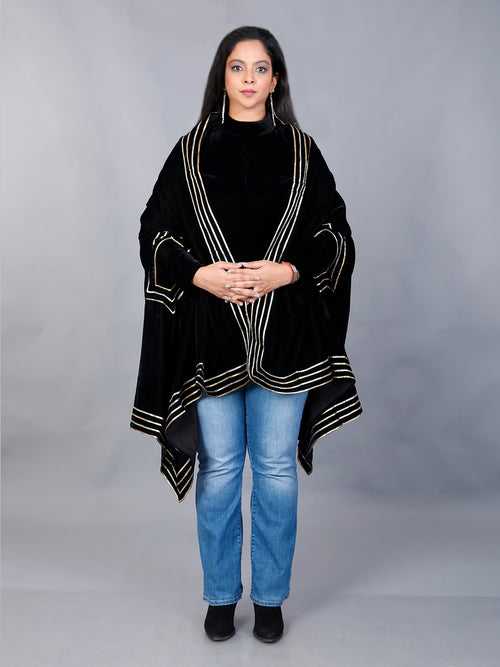 Fabnest women velvet black kaftan/shawl with gota work