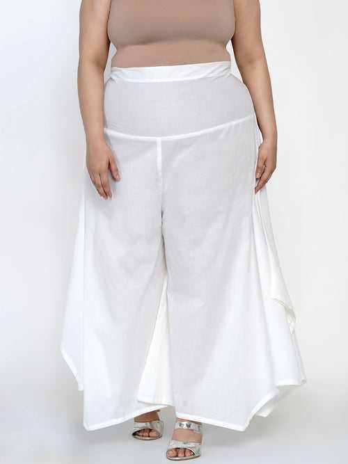 Basic Cotton White Asymmetrical Pant