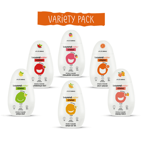 Variety Pack of 6 (Mango Peach, Zesty Orange, Lemon Iced Tea, Watermelon Mint, Strawberry Lemonade & Lemon Mint)