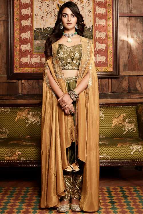 The Tissue Gota Olive & Haldi Cape Set