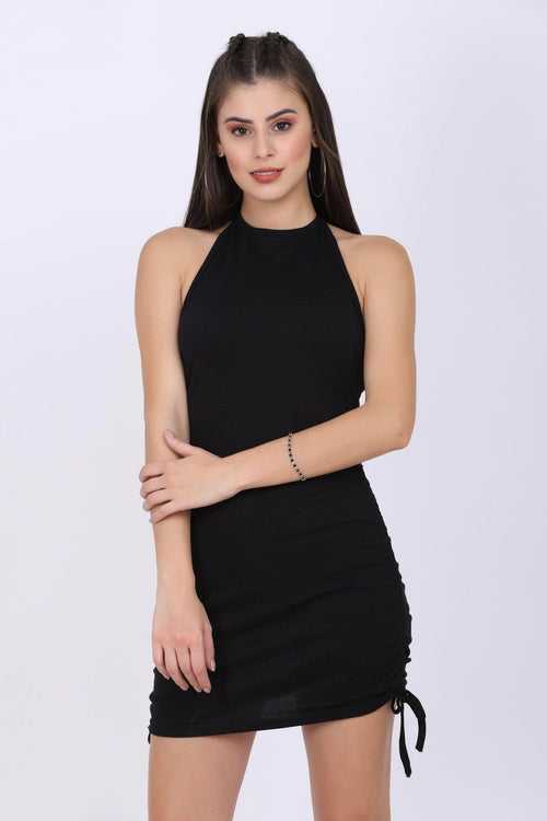 Black Ruched Bodycon Dress